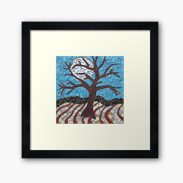 Moonlit Tree Mosaic by Sue Kershaw Framed Art Print
