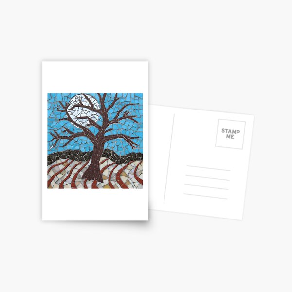 Moonlit Tree Mosaic by Sue Kershaw Postcard