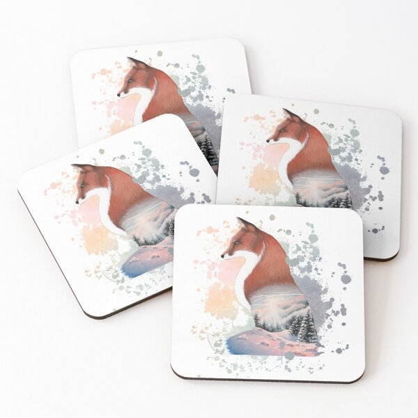 Item preview, Red fox winter landscape forest painting designed and sold by TheElkWillow.