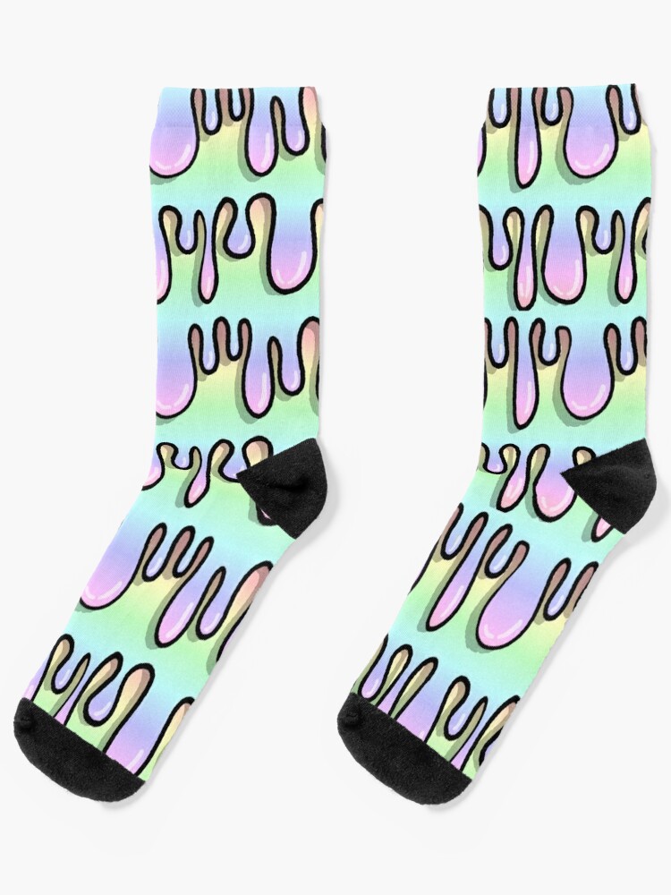 Drippy Rainbow Slime Socks By Paracosmix Redbubble