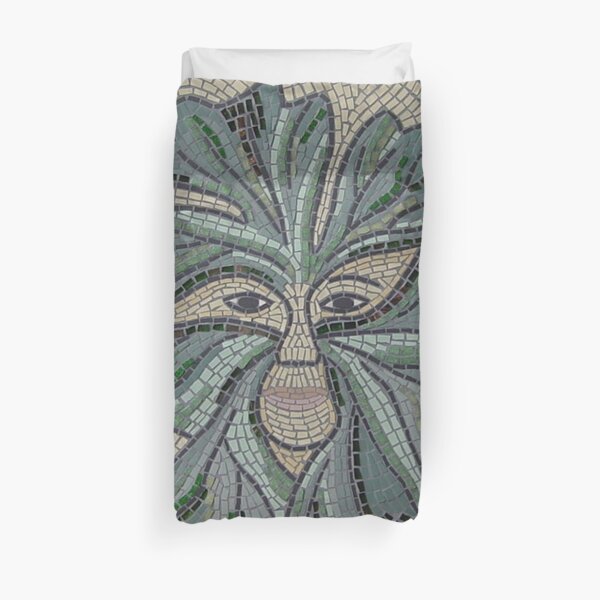 Green Man Mosaic by Sue Kershaw Duvet Cover