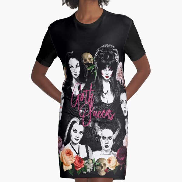 Goth Queens - Elvira, Vampira, Lily, Morticia, Frankenstein Graphic T-Shirt Dress