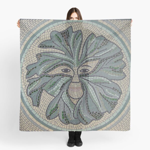 Green Man Mosaic by Sue Kershaw Scarf