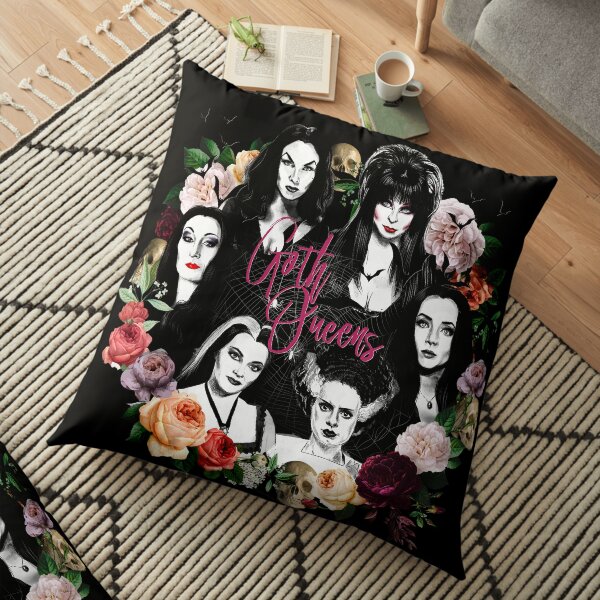 Goth Queens - Elvira, Vampira, Lily, Morticia, Frankenstein Floor Pillow