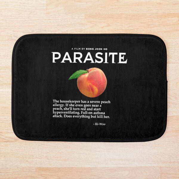 Parasite Peaches Quote - Death Black Bath Mat