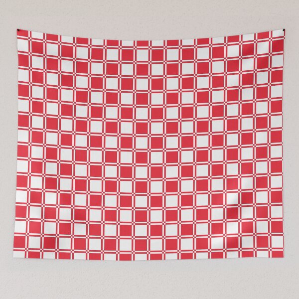 Item preview, Austrian National Flag Colors | Grid Plaid Pattern - White and Reddish Orange designed and sold by Dator-Abstracts.
