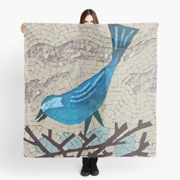 Blue Bird Mosaic by Sue Kershaw Scarf