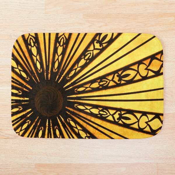 Yellow and Black Radial Sunburst Pattern Photograph Bath Mat