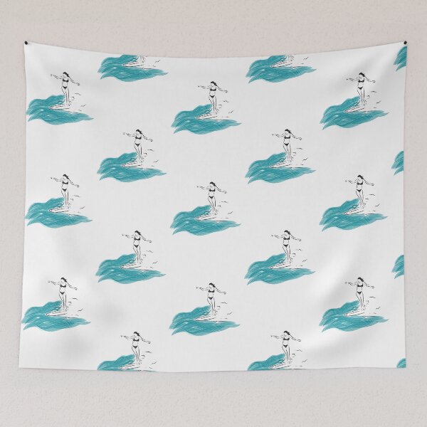 Item preview, Woman Surfing long boarding minimalist  designed and sold by Tropical Blood.