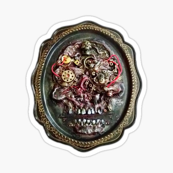 Biomech Skull Dead Machinery Art Sticker