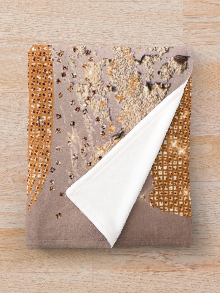 Alternate view of Glitter and Metal Foil Strokes on Copper Blush Metal Throw Blanket