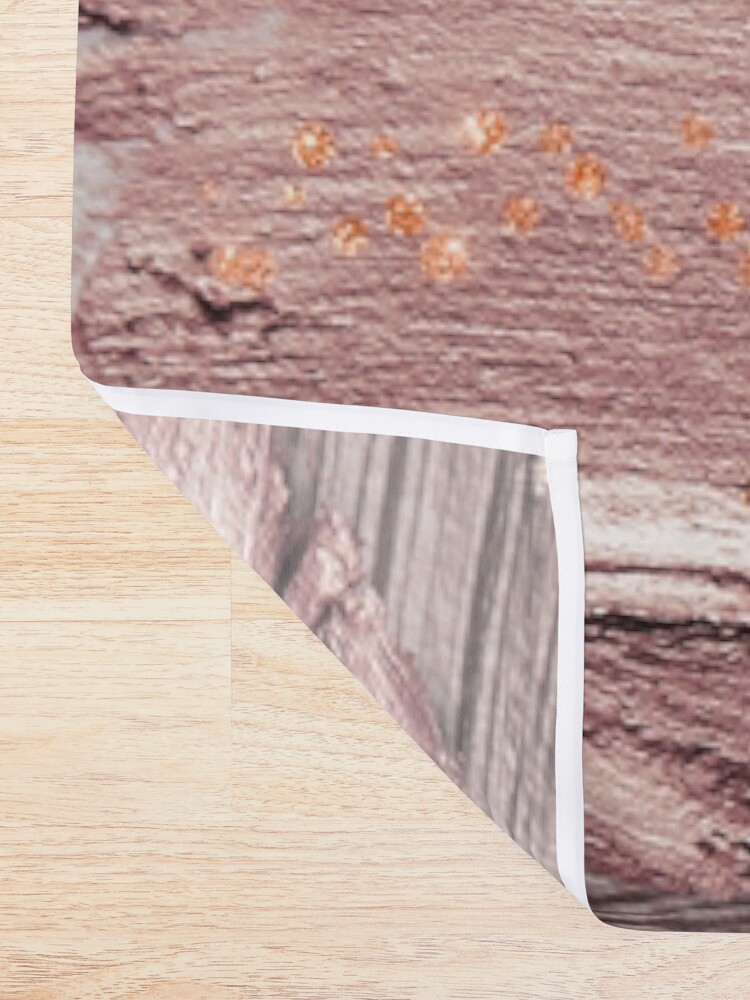 Alternate view of Thick Hand drawn glittery Metal Strokes on Gray Marble with rosegold veins Shower Curtain