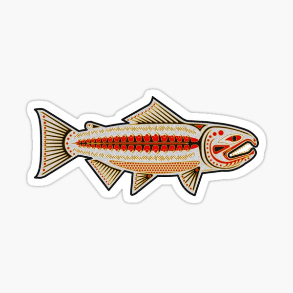 Native Retro Chinook Salmon Sticker