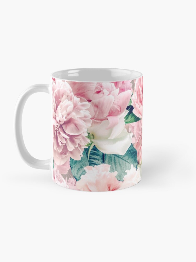 Alternate view of Vintage Blush Real Peonies Pattern Mug