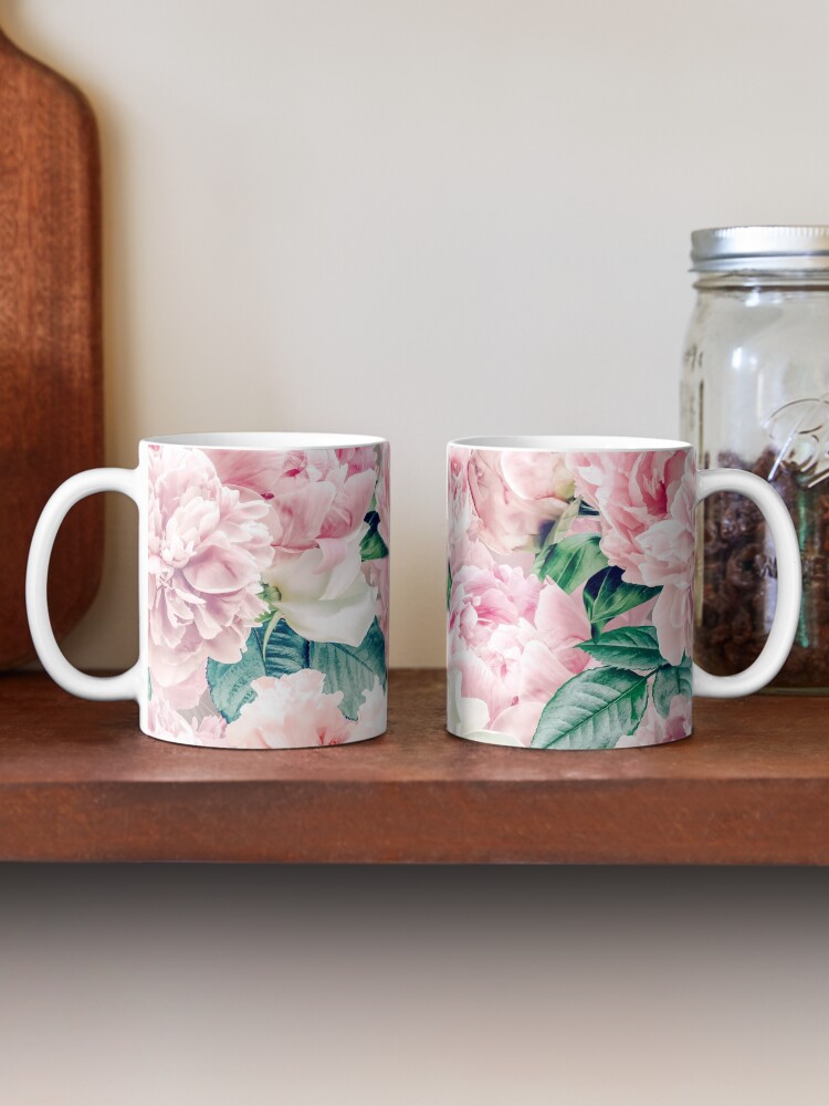 Alternate view of Vintage Blush Real Peonies Pattern Mug