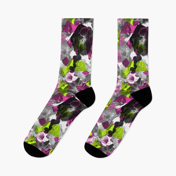 Item preview, Modern Fragmented Pattern - Large Roses - Pink Green designed and sold by WickedRefined - Nicole Demereckis.
