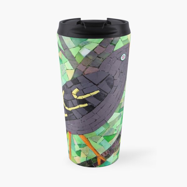 Blackbird mosaic by Sue Kershaw Travel Mug