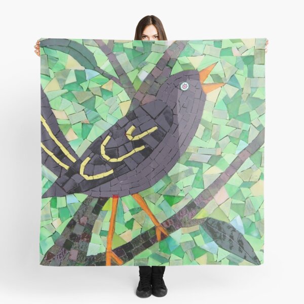 Blackbird mosaic by Sue Kershaw Scarf