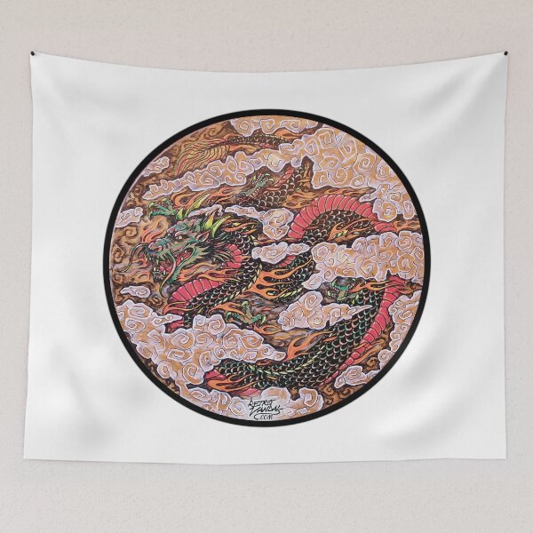 Item preview, Tattoo Style Dragon Irezumi Oriental Japanese Hand Drawn designed and sold by RetroVandal.