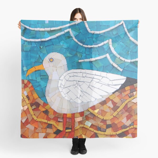 Seagull mosaic by Sue Kershaw Scarf