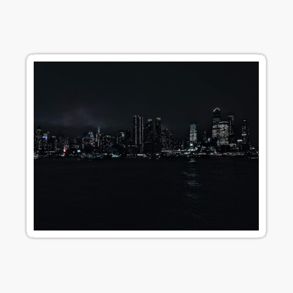 Sailing Away New York City Skyline at night Sticker