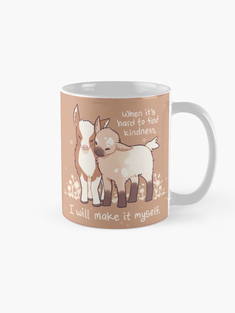 Alternate view of "When it's hard to find kindness, I will make it myself" Baby Goats Coffee Mug