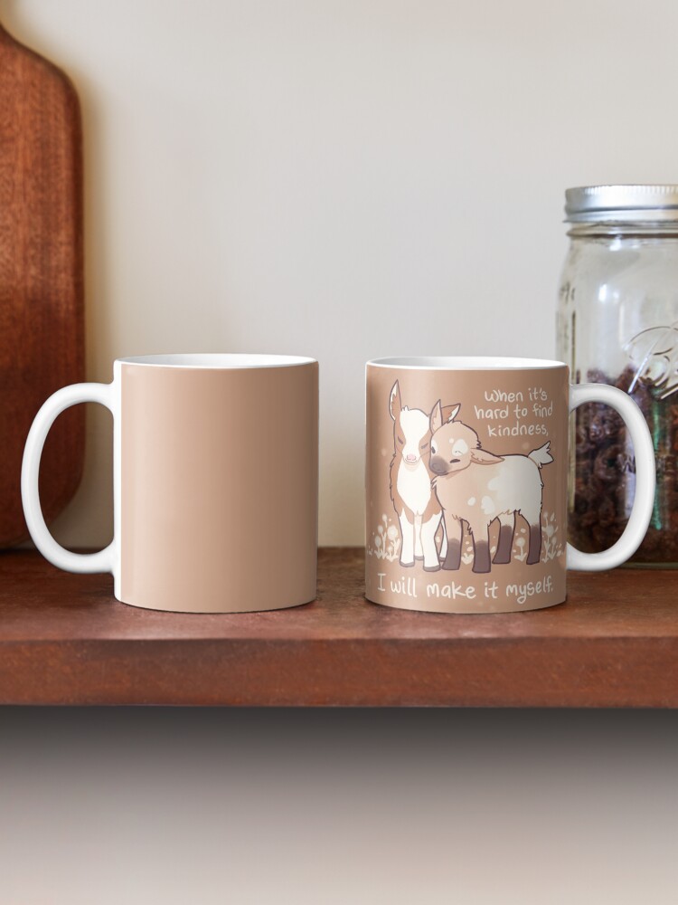 Alternate view of "When it's hard to find kindness, I will make it myself" Baby Goats Coffee Mug