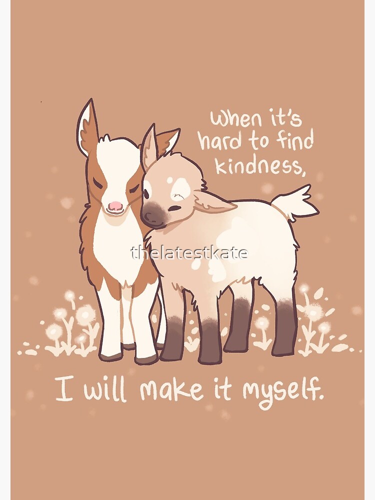 Thumbnail 3 of 3, Journal, "When it's hard to find kindness, I will make it myself" Baby Goats designed and sold by thelatestkate.