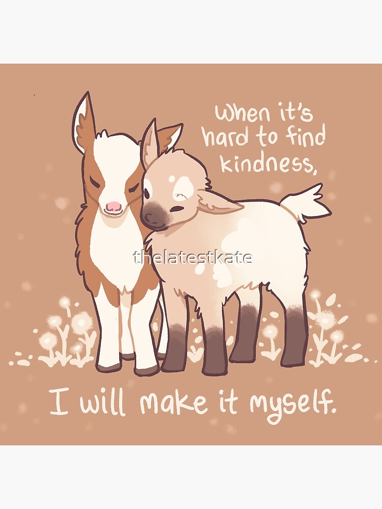Thumbnail 2 of 2, Art Board Print, "When it's hard to find kindness, I will make it myself" Baby Goats designed and sold by thelatestkate.