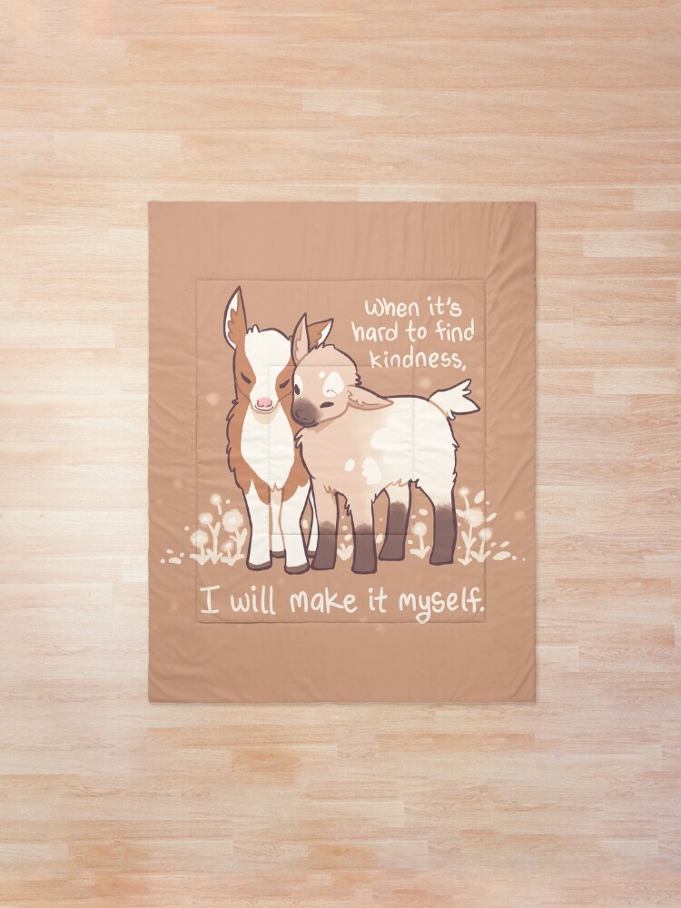 Alternate view of "When it's hard to find kindness, I will make it myself" Baby Goats Comforter