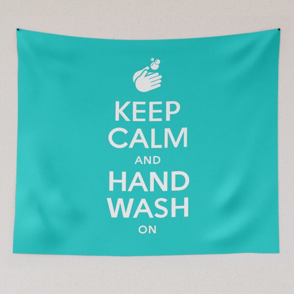 Item preview, Keep Calm And Hand Wash On - Washing Hands - Flu Coronavirus - Aqua designed and sold by 26-Characters.