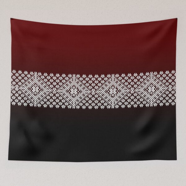 Item preview, Red Black and White Latvian Lielvarde Belt motif designed and sold by Ilze Lucero.