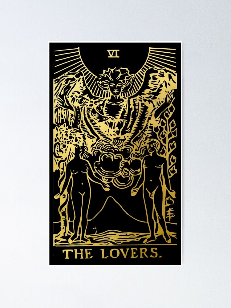 Poster Carte De Tarot The Lovers Gold Deck Par Michallandsberg Redbubble