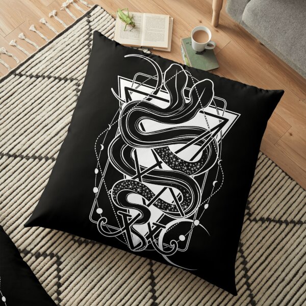 Two-headed snake and the Sigil of Lucifer Floor Pillow