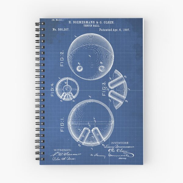 Item preview, 53 1 Tenpin Ball Patent Year 1897 Blue Blueprint designed and sold by drawspots.