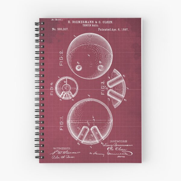 Item preview, 53 2 Tenpin Ball Patent Year 1897 Red Blueprint designed and sold by drawspots.