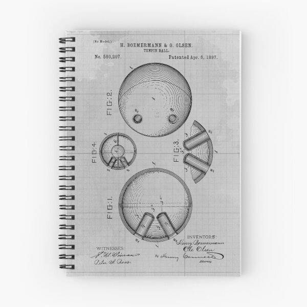 Item preview, 53 5 Tenpin Ball Patent Year 1897 Grey Blueprint designed and sold by drawspots.