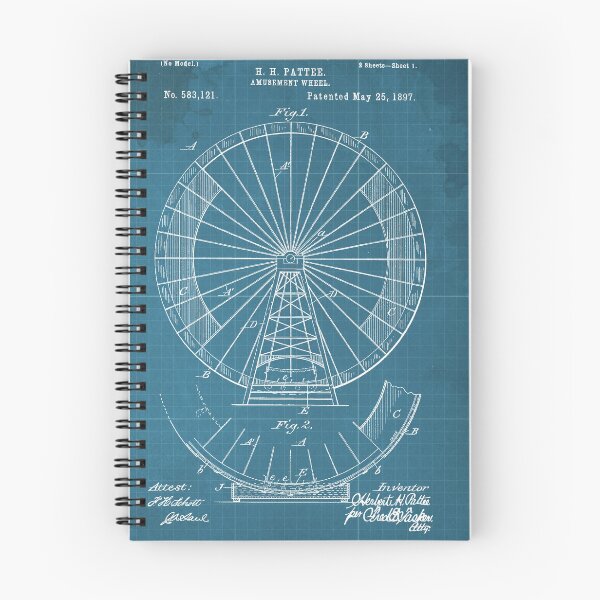 Item preview, 54 3 Amusement Wheel Patent Year 1897 Sheet 1 Green Blueprint designed and sold by drawspots.