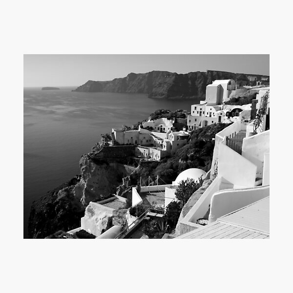 Santorini Cliffs ~ Black & White Photographic Print