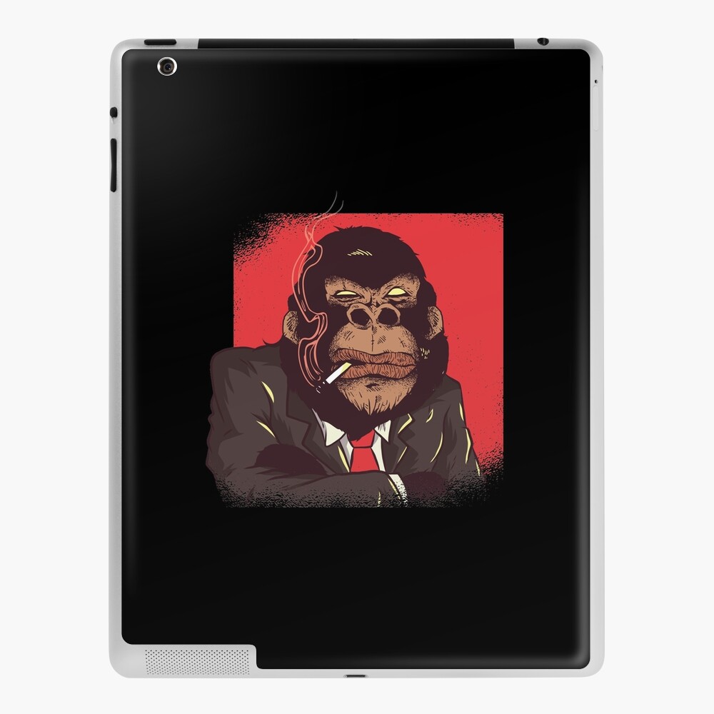 Funda y vinilo para iPad con la obra «Ilustración de gorila vapeador, Mono  Vape» de anziehend