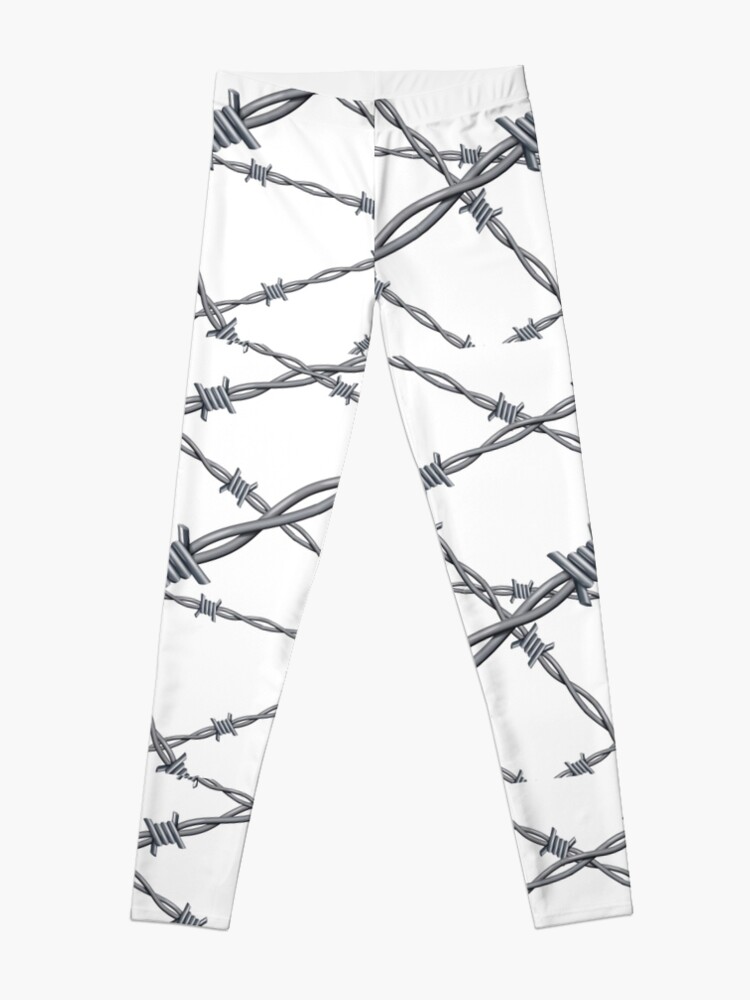 Alternate view of Realistic 3d detailed #barbed #wire line background Leggings