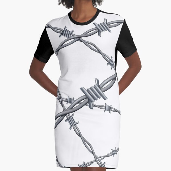 Realistic 3d detailed #barbed #wire line background Graphic T-Shirt Dress