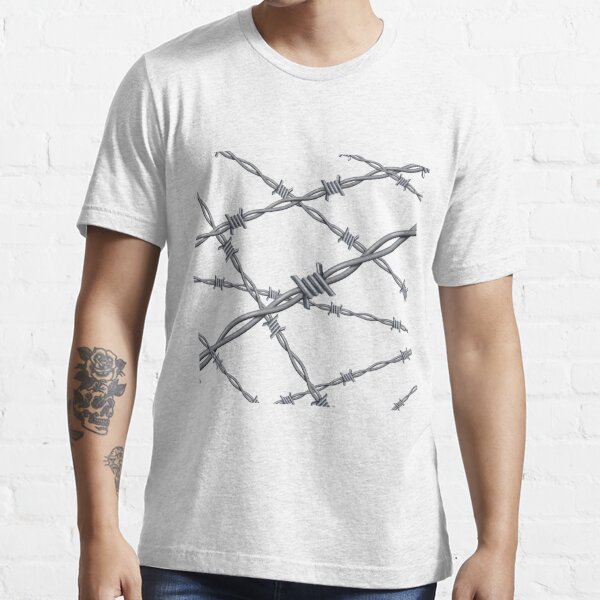 Realistic 3d detailed #barbed #wire line background Essential T-Shirt