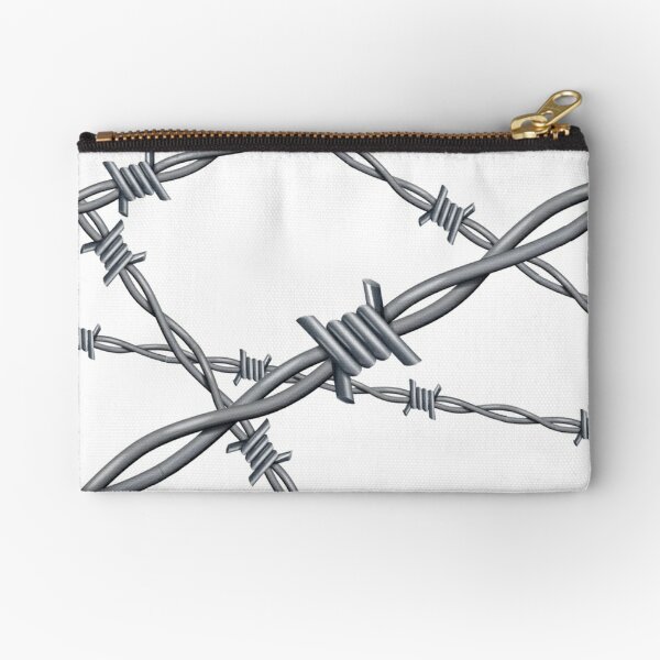 Realistic 3d detailed #barbed #wire line background Zipper Pouch