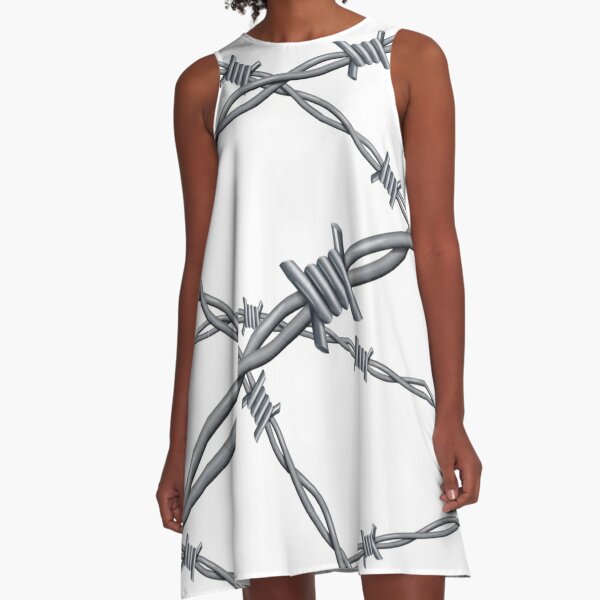 Realistic 3d detailed #barbed #wire line background A-Line Dress