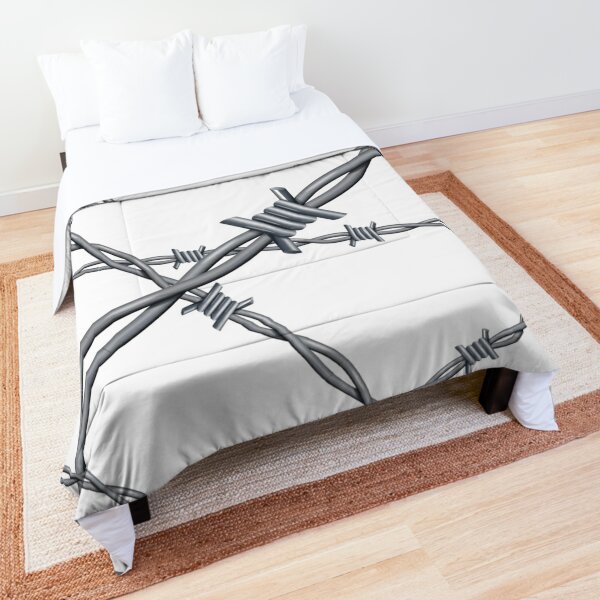 Realistic 3d detailed #barbed #wire line background Comforter