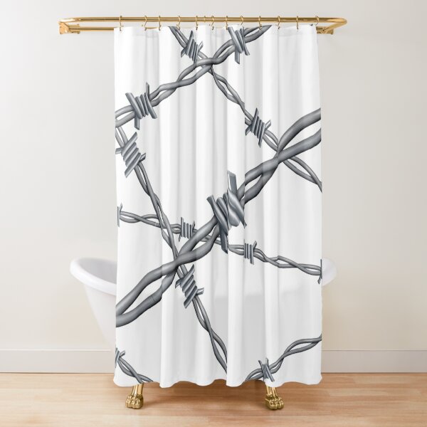 Realistic 3d detailed #barbed #wire line background Shower Curtain