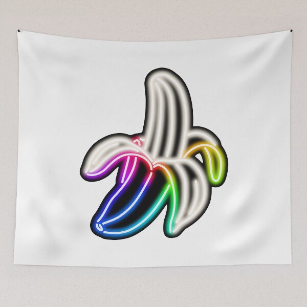 Item preview, Rainbow Neon Banana Sign on White Background designed and sold by gkillerb.