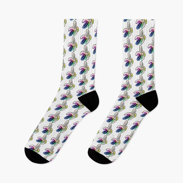 Item preview, Rainbow Neon Banana Sign Top Left / Patterned on White Background designed and sold by gkillerb.