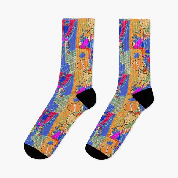 Item preview, Colourful Cocktail lady with long neck, dark blue.  designed and sold by NatanDesigns.